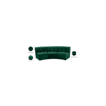 Limitless Green Velvet 3pc. Modular Sectional
