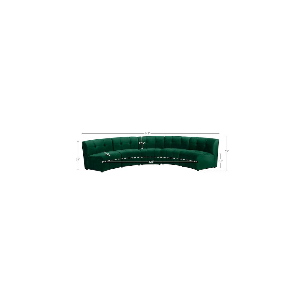 Limitless Green Velvet 5pc. Modular Sectional