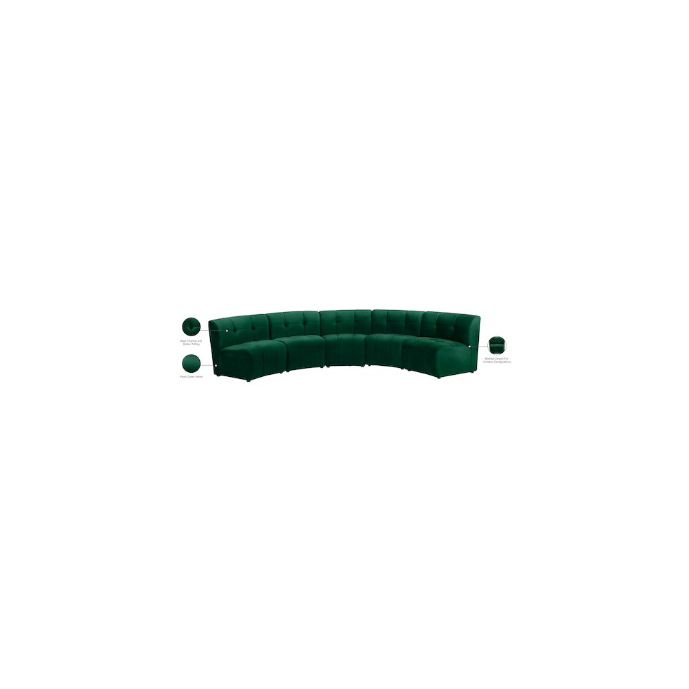 Limitless Green Velvet 5pc. Modular Sectional