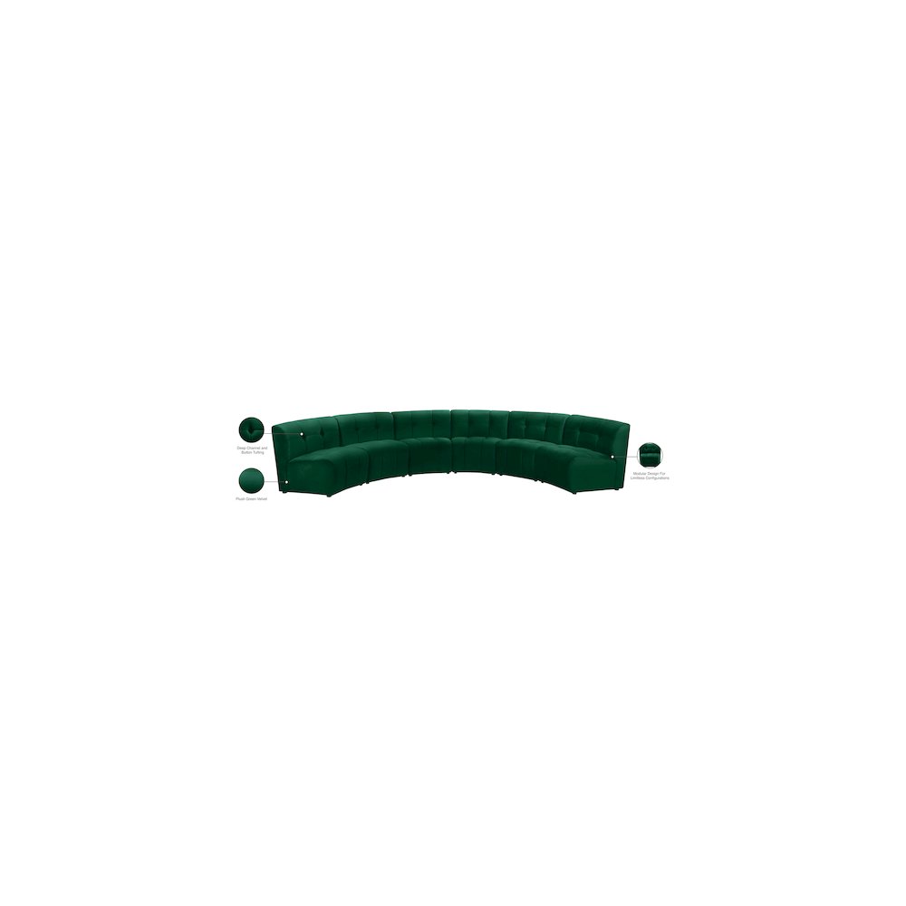 Limitless Green Velvet 6pc. Modular Sectional