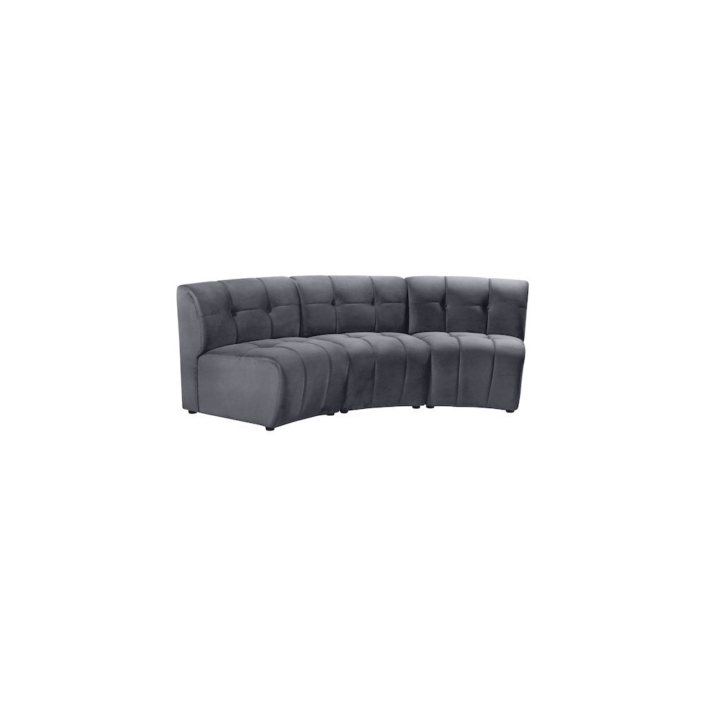 Limitless Grey Velvet 3pc. Modular Sectional