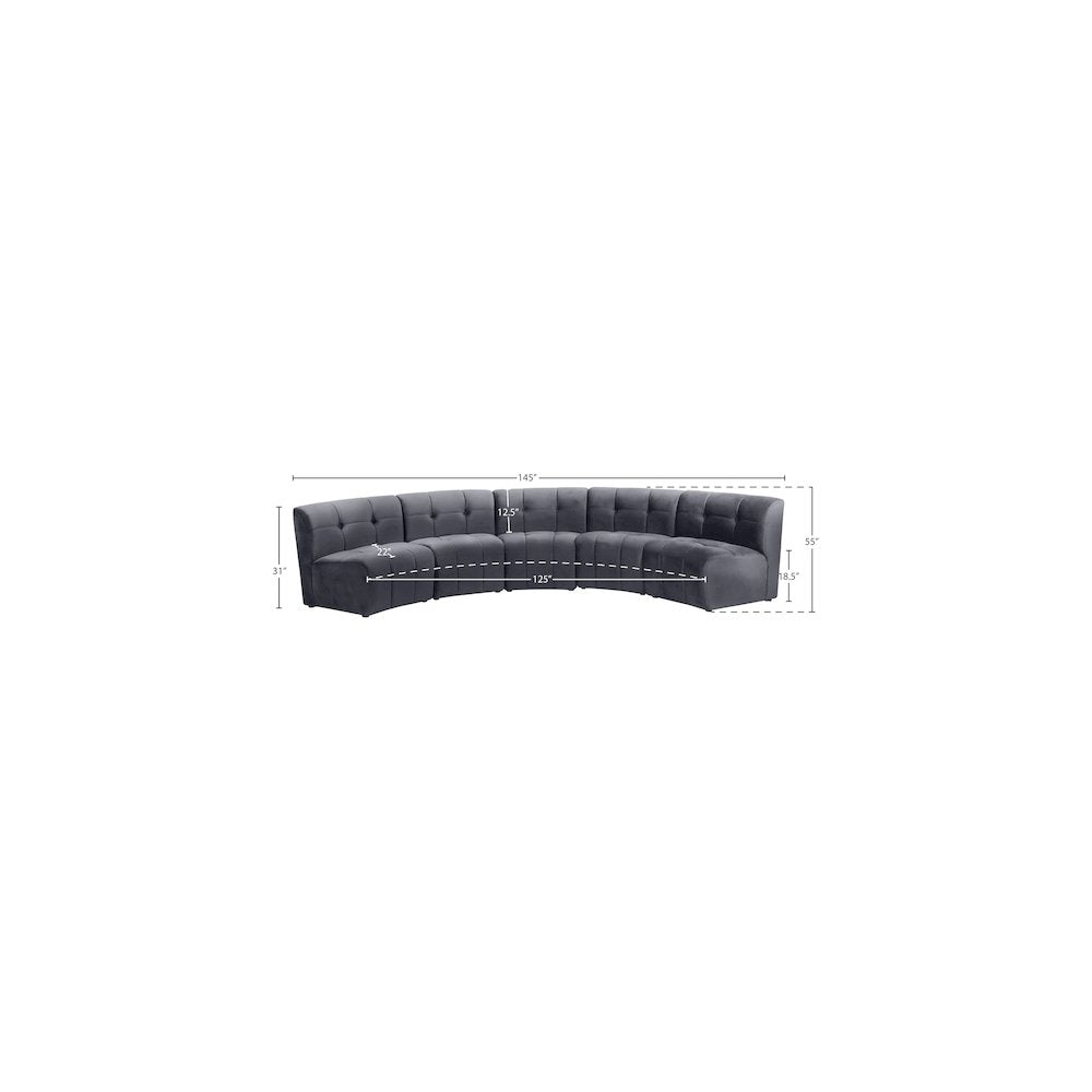 Limitless Grey Velvet 5pc. Modular Sectional