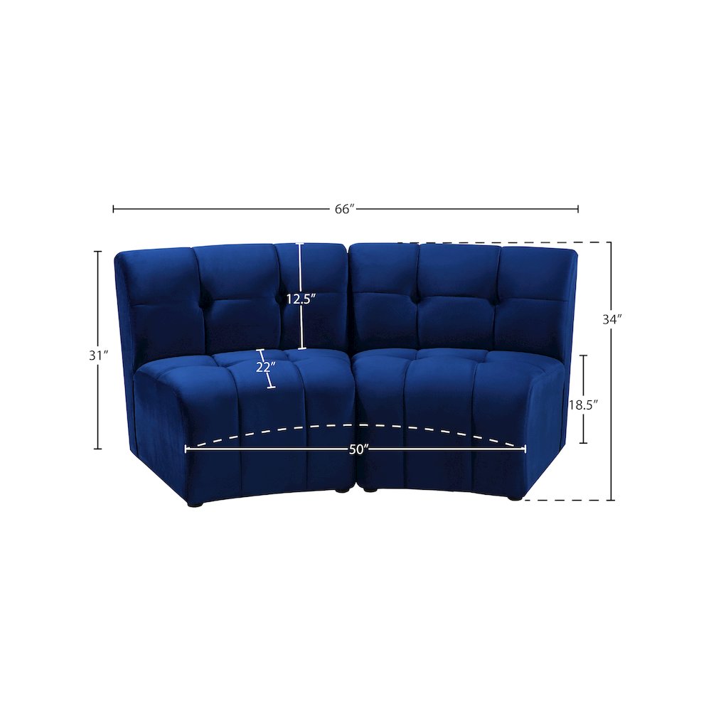 Limitless Navy Velvet 2pc. Modular Sectional