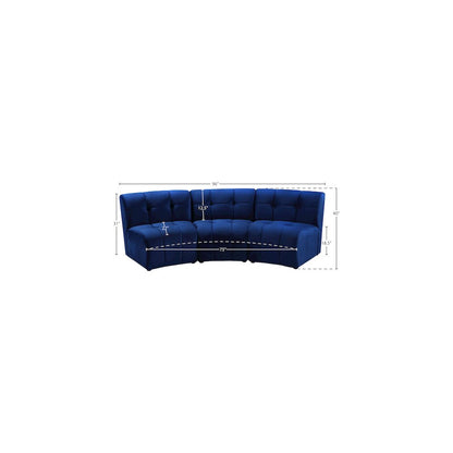 Limitless Navy Velvet 3pc. Modular Sectional