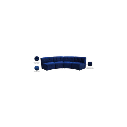Limitless Navy Velvet 4pc. Modular Sectional