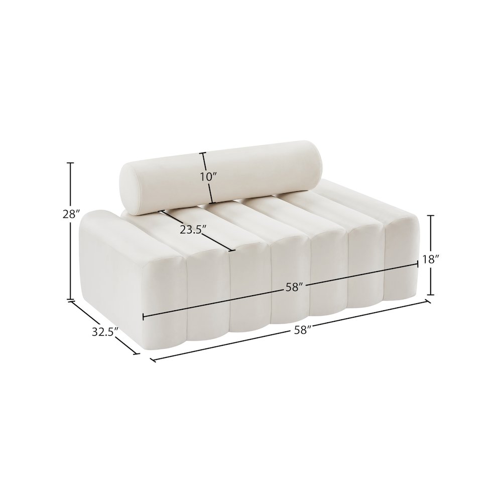 Melody Cream Velvet Loveseat