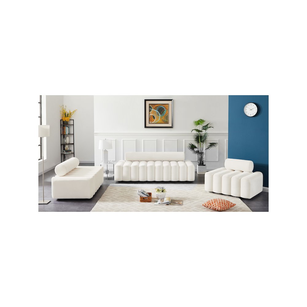 Melody Cream Velvet Sofa