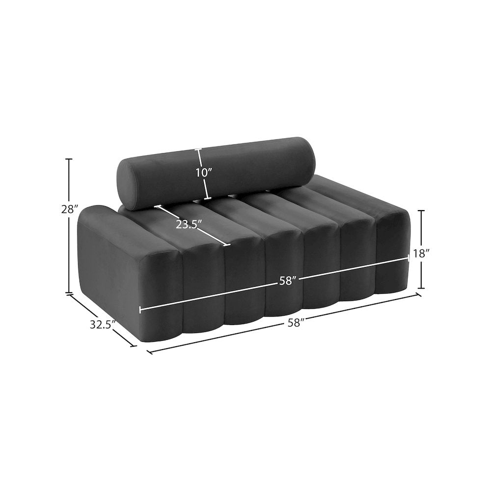 Melody Grey Velvet Loveseat