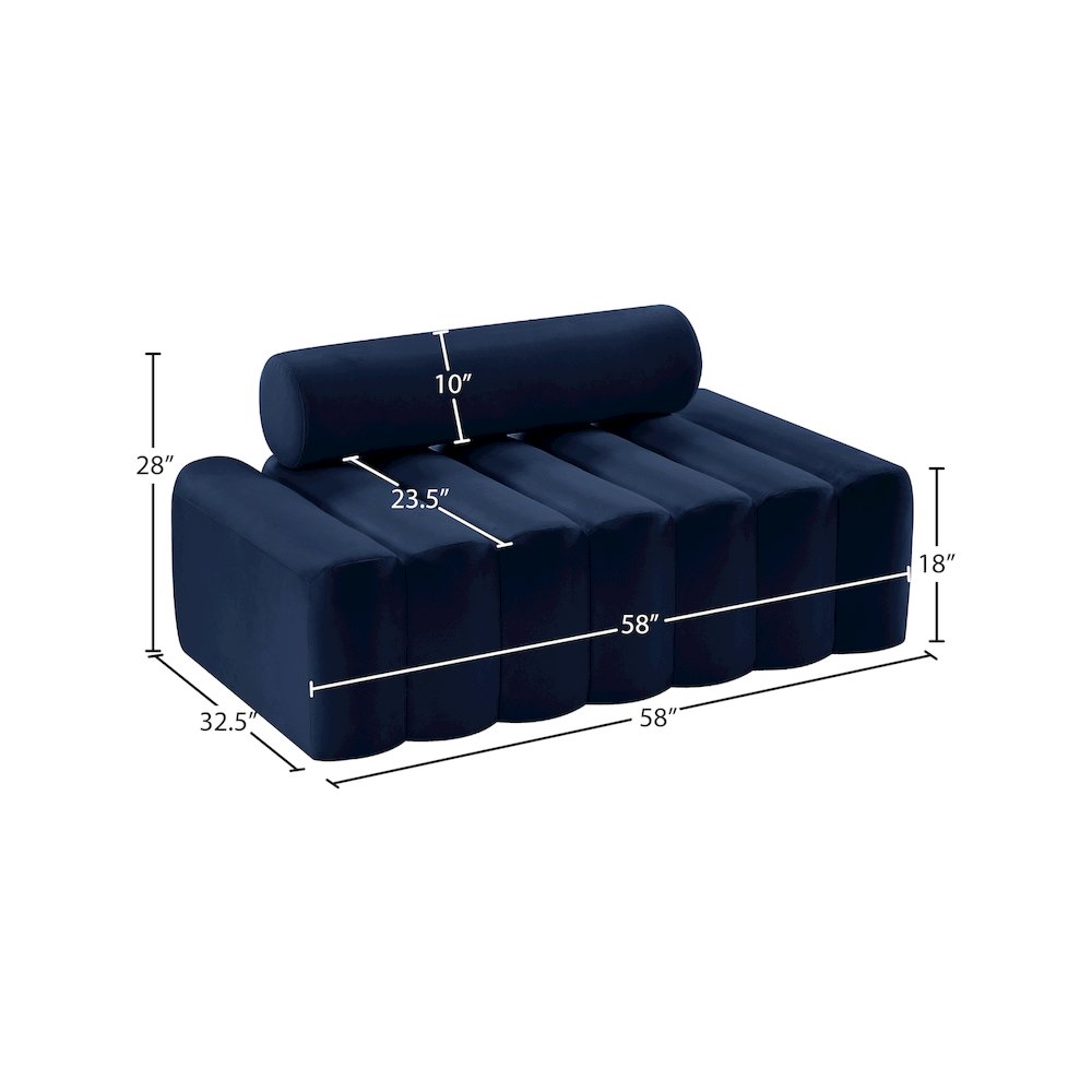 Melody Navy Velvet Loveseat