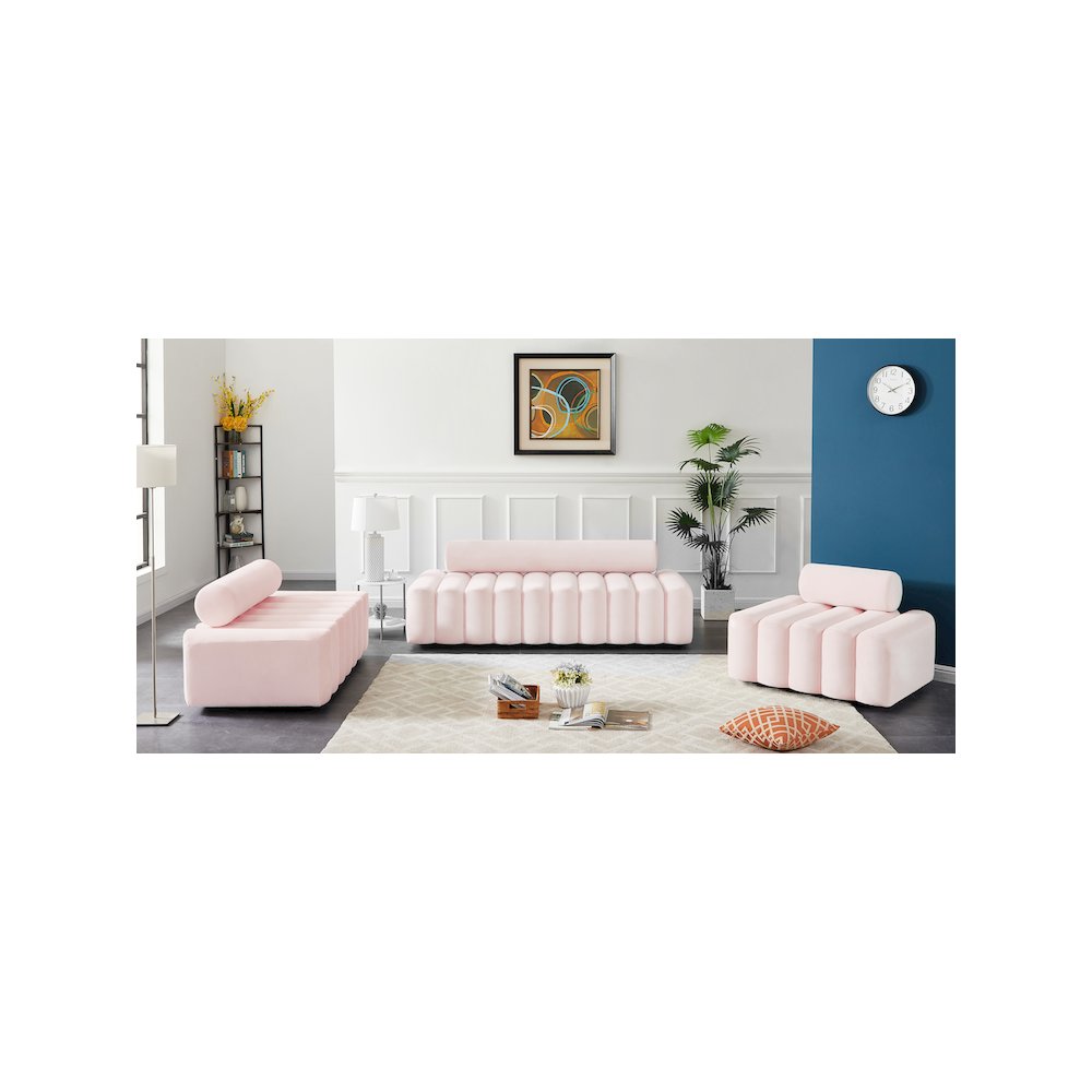 Melody Pink Velvet Loveseat