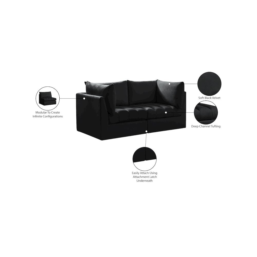 Jacob Black Velvet Modular Sofa