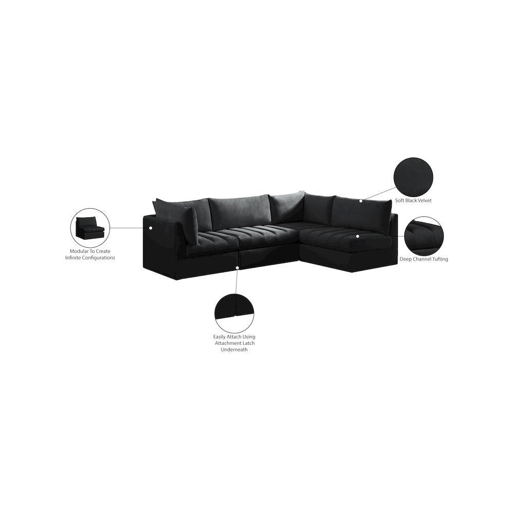 Jacob Black Velvet Modular Sectional