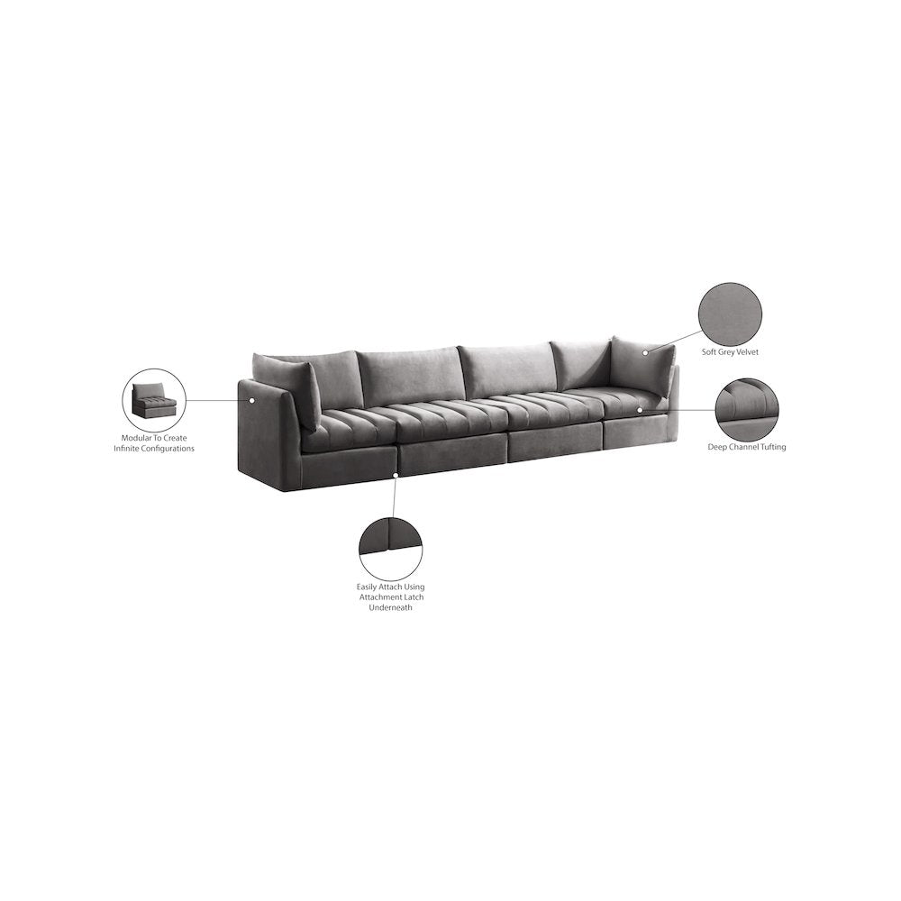Jacob Grey Velvet Modular Sofa