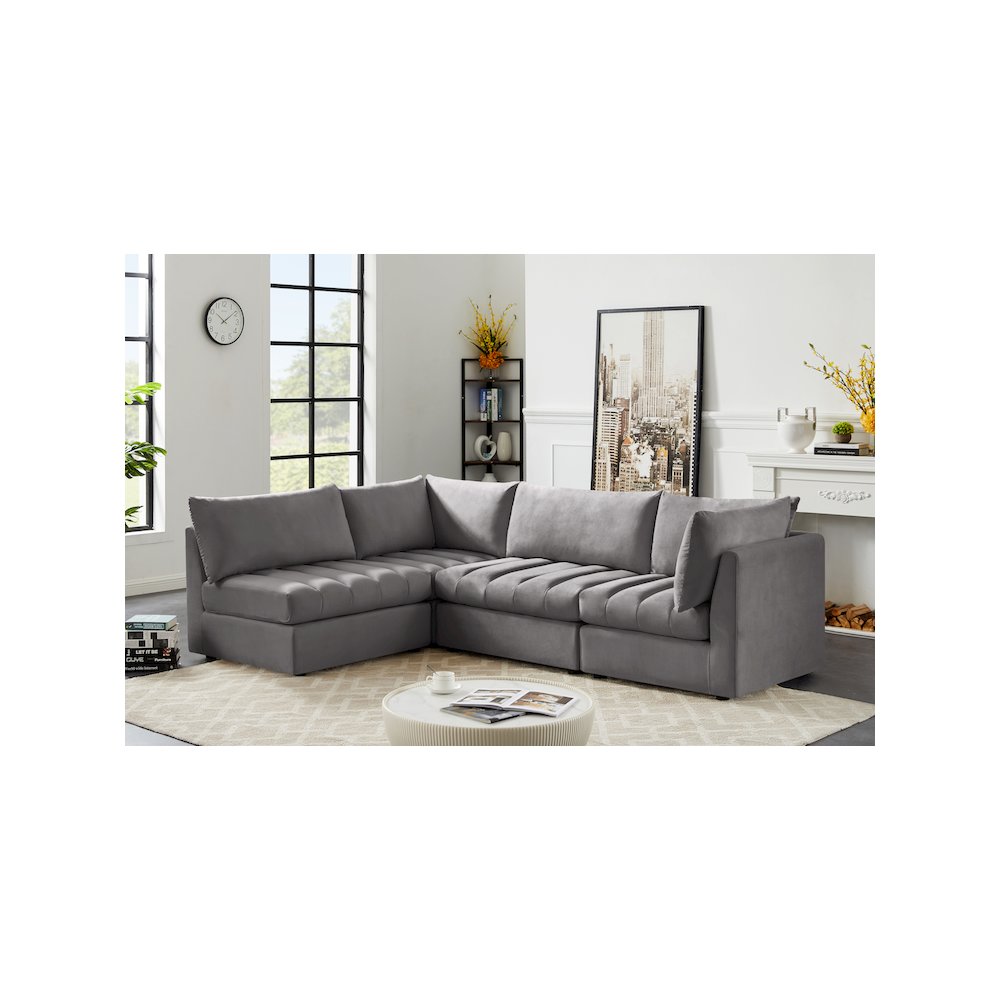 Jacob Grey Velvet Modular Sectional