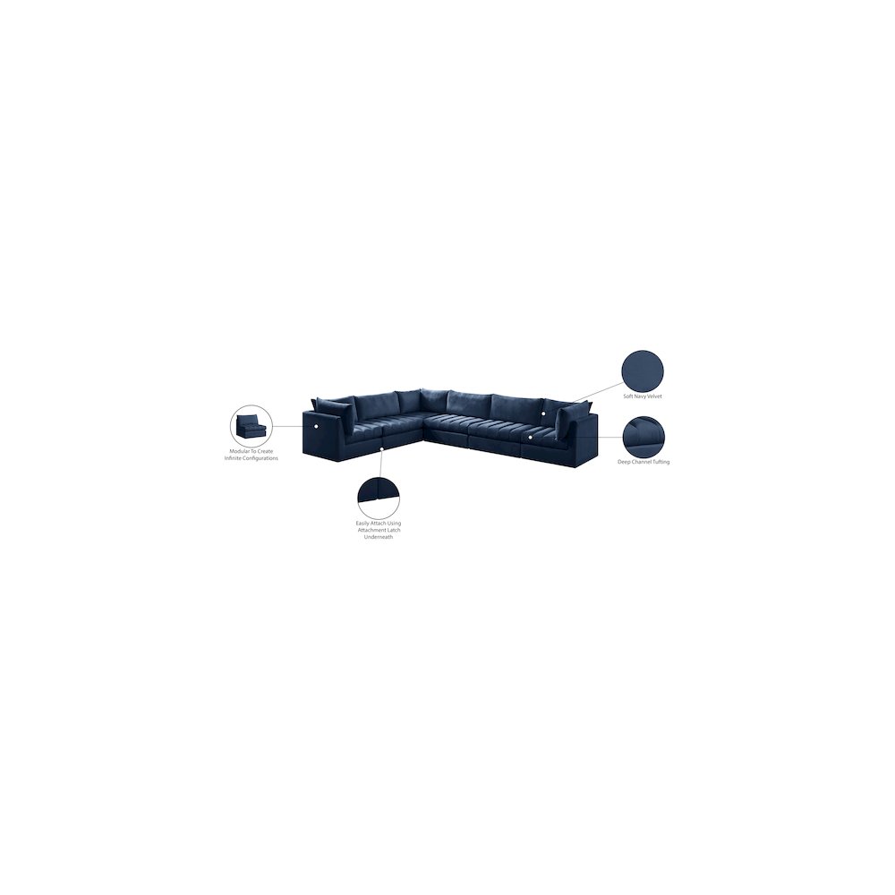 Jacob Navy Velvet Modular Sectional