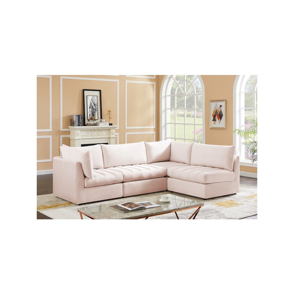 Jacob Pink Velvet Modular Sectional