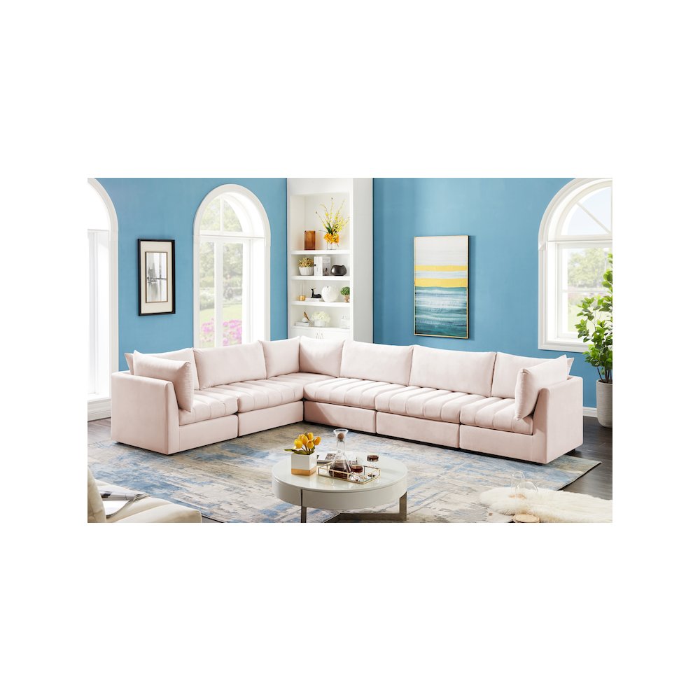 Jacob Pink Velvet Modular Sectional