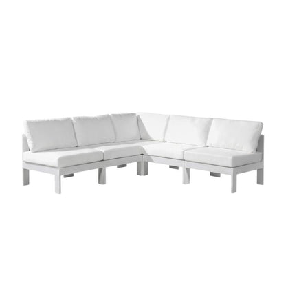 White Fabric Outdoor Patio Modular Sectional With Contemporary Style