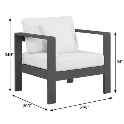 White Fabric Outdoor Patio Aluminum Arm Chair With Contemporary Style