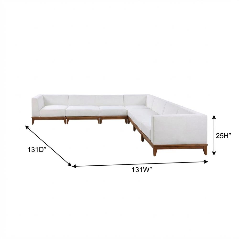 Contemporary White Fabric Outdoor Patio Modular Sectional For Lounge Area