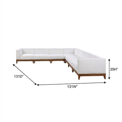 Contemporary White Fabric Outdoor Patio Modular Sectional For Lounge Area