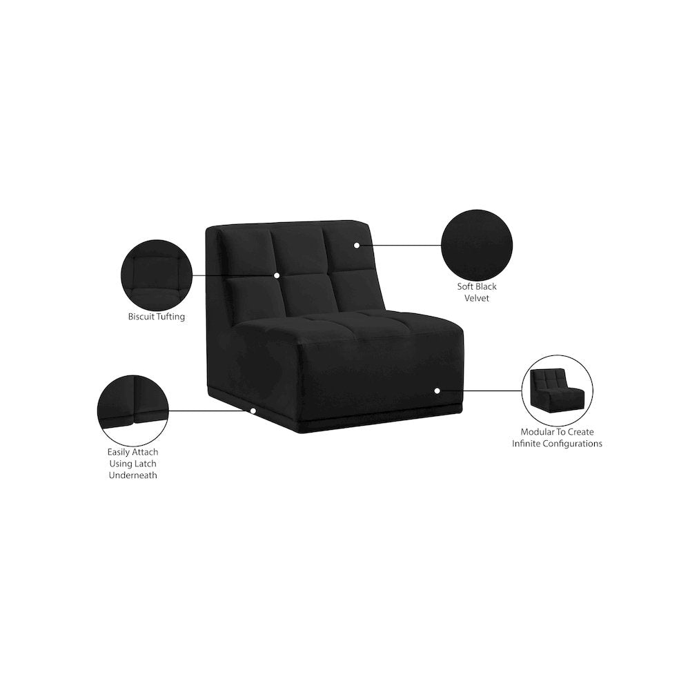 Relax Black Velvet Armless Chair