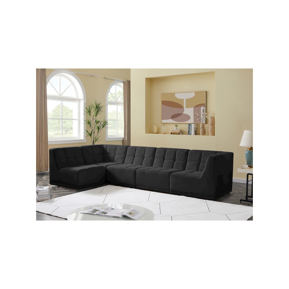 Relax Black Velvet Modular Sectional