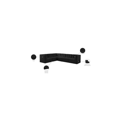 Relax Black Velvet Modular Sectional
