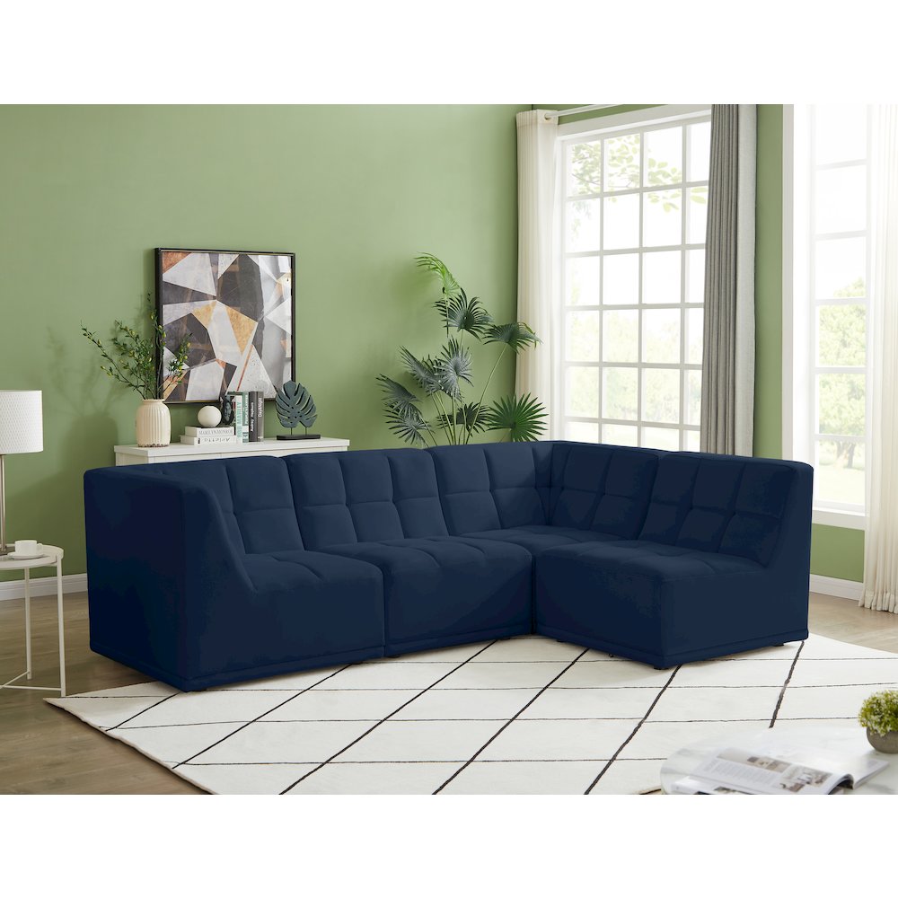Relax Navy Velvet Modular Sectional