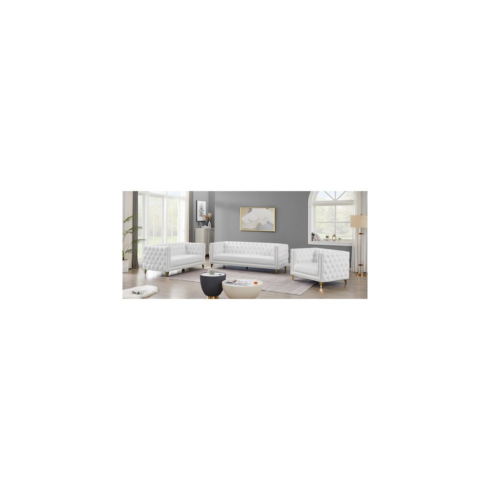 Michelle White Vegan Leather Loveseat