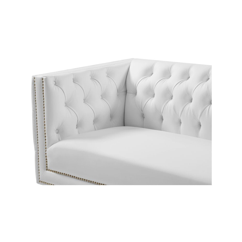 Michelle White Vegan Leather Loveseat