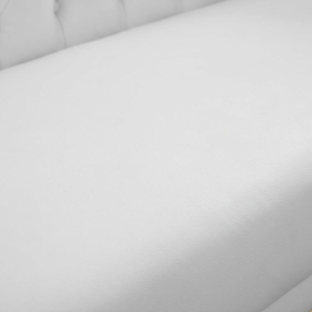 Vegan Leather Sofa Couch with Iron Frame for Living Room, White Vegan Leather
