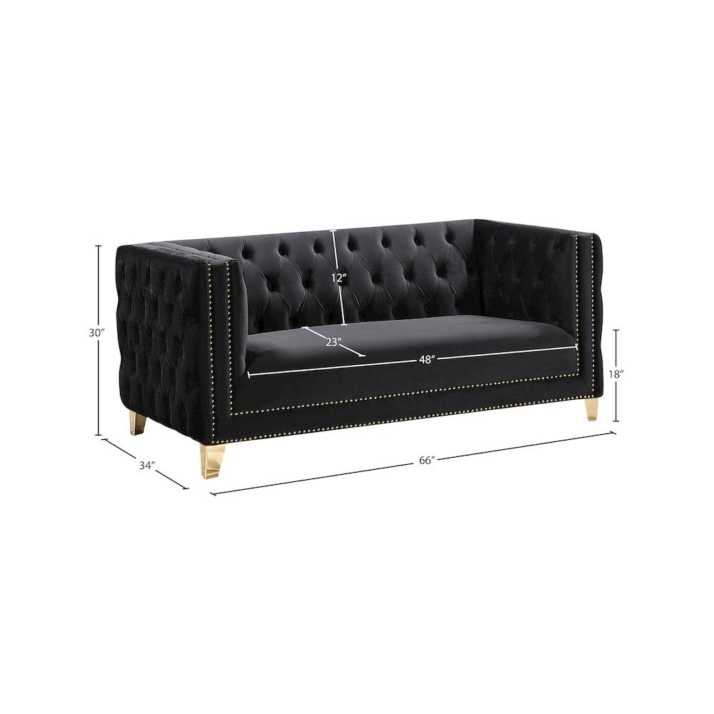 Michelle Black Velvet Loveseat