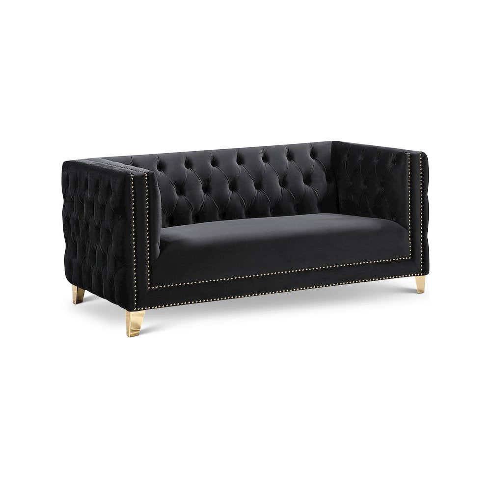 Michelle Black Velvet Loveseat