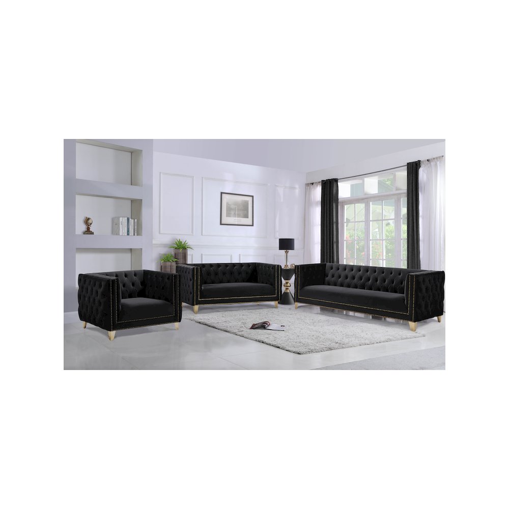 Michelle Black Velvet Loveseat