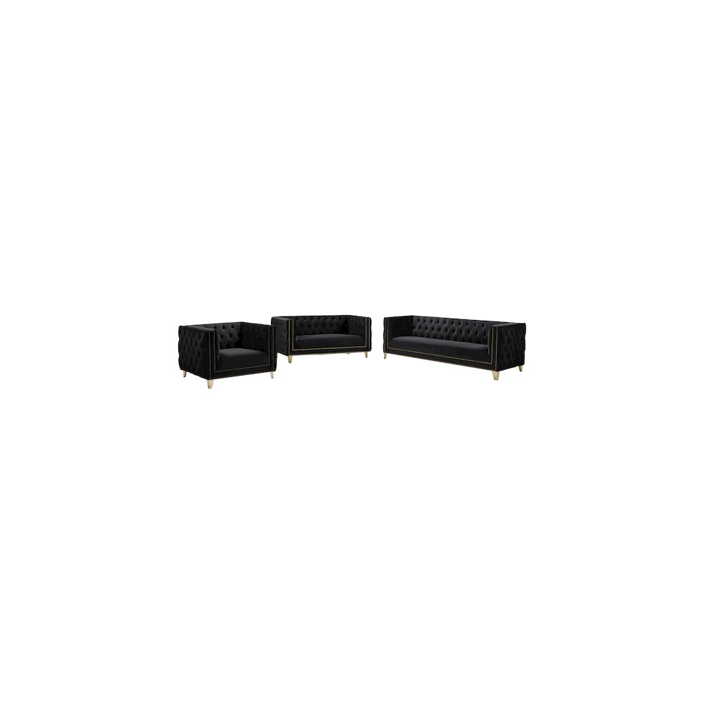Michelle Black Velvet Loveseat