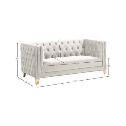 Michelle Cream Velvet Loveseat