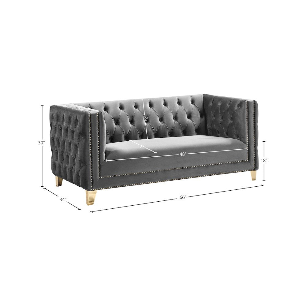 Michelle Grey Velvet Loveseat