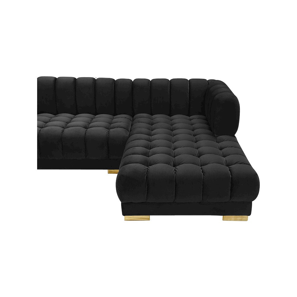 Gwen Black Velvet 3pc. Sectional