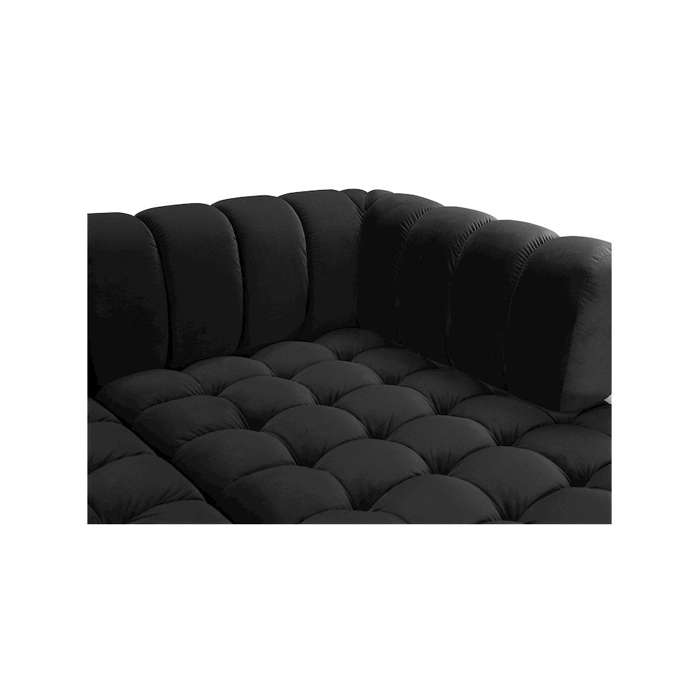 Gwen Black Velvet 3pc. Sectional