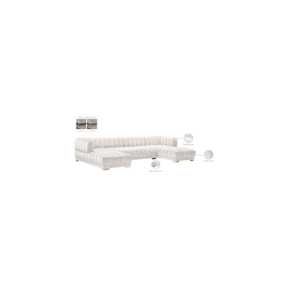 Gwen Cream Velvet 3pc. Sectional