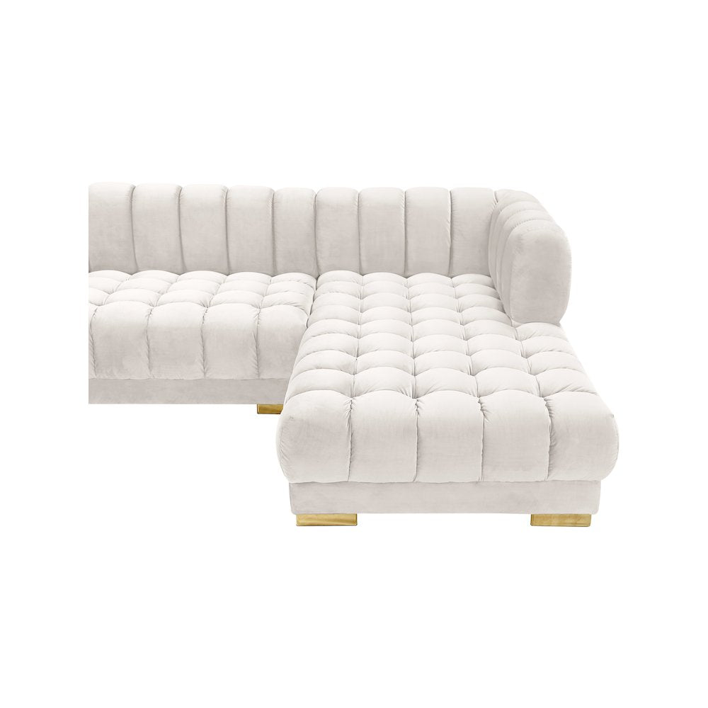 Gwen Cream Velvet 3pc. Sectional