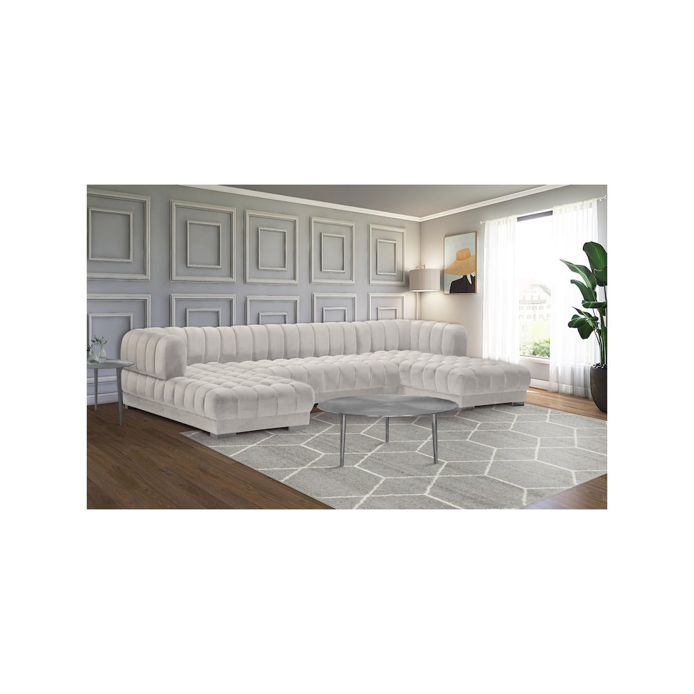 Gwen Cream Velvet 3pc. Sectional
