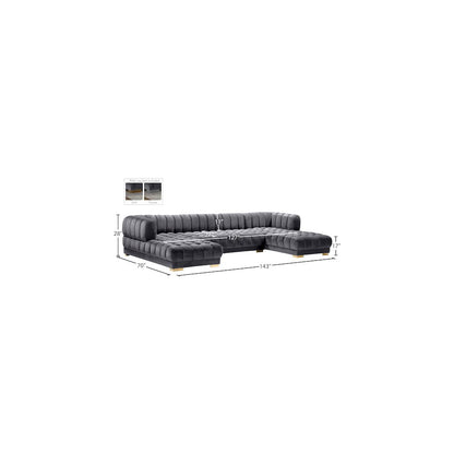 Gwen Grey Velvet 3pc. Sectional