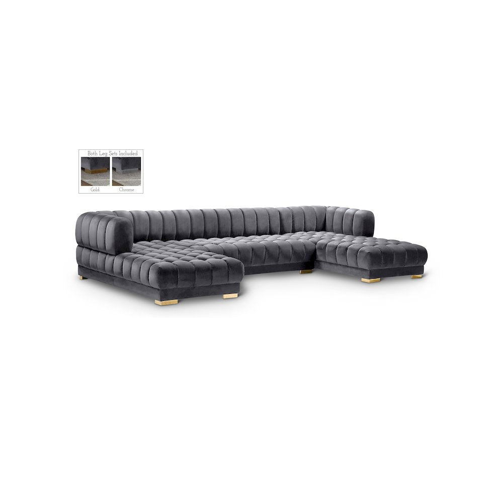 Gwen Grey Velvet 3pc. Sectional