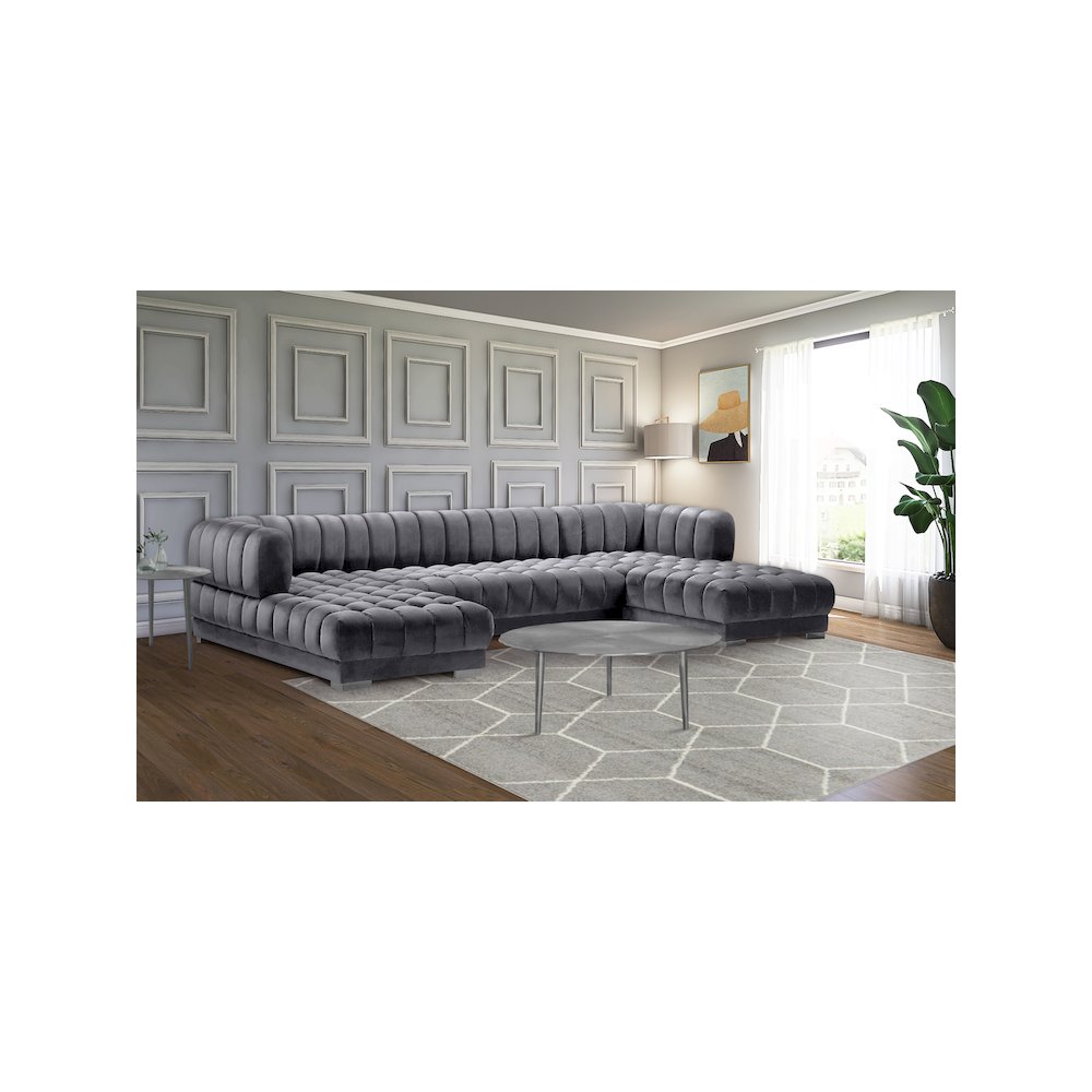 Gwen Grey Velvet 3pc. Sectional