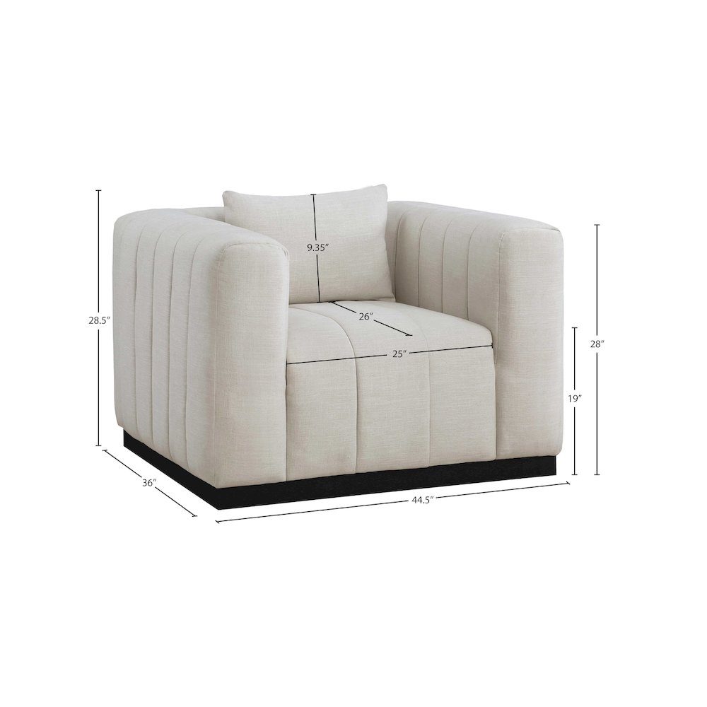 Lucia Beige Linen Textured Fabric Chair