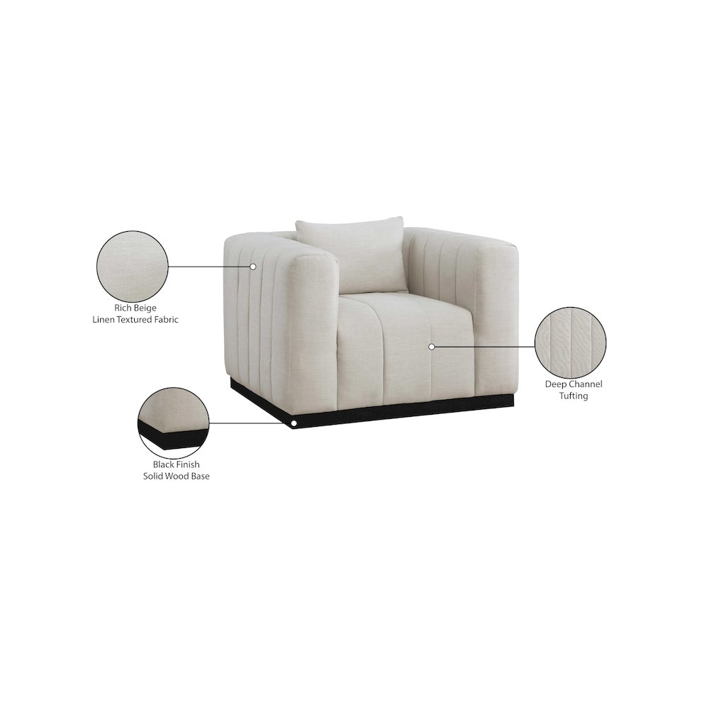 Lucia Beige Linen Textured Fabric Chair