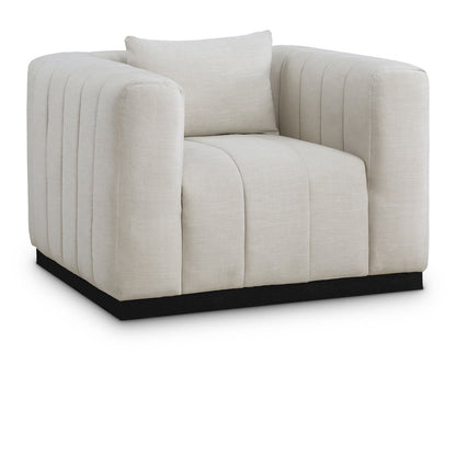 Lucia Beige Linen Textured Fabric Chair