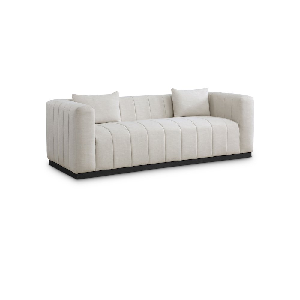 Lucia Beige Linen Textured Fabric Sofa